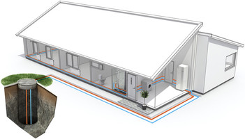 Esquema de captación geotérmica vertical